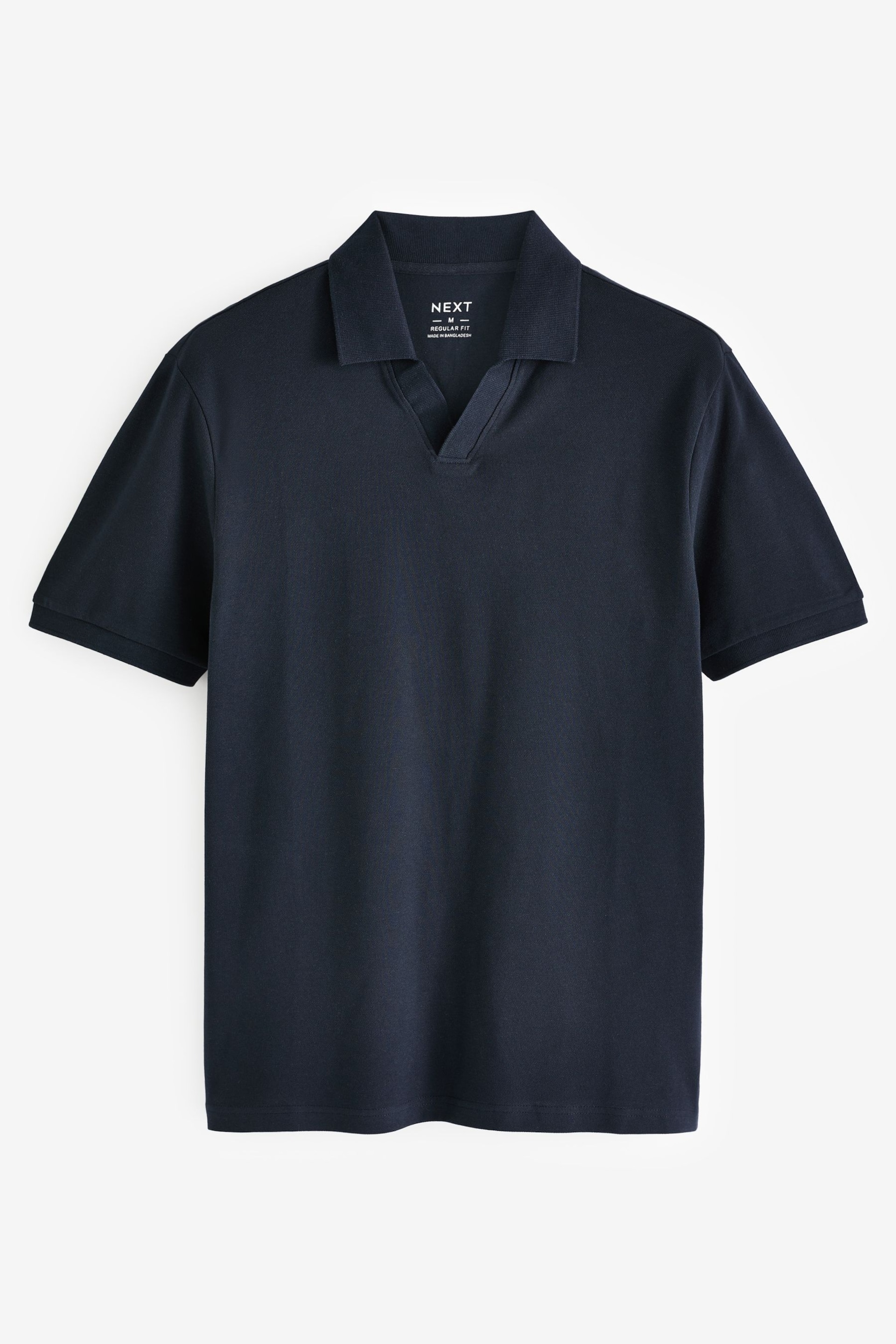 Navy Cuban Collar Pique Polo Shirt - Image 5 of 7