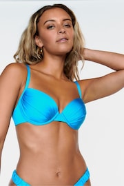 Boux Avenue Blue Aruba Ruched Bikini Top - Image 2 of 3