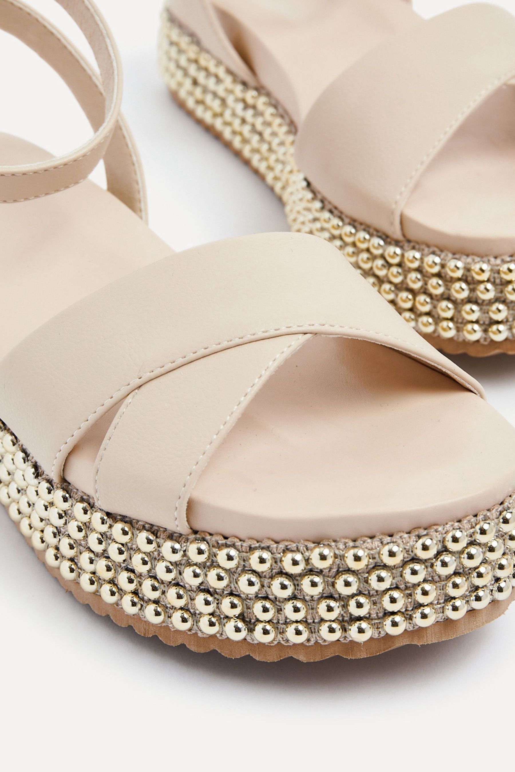 River island beige studded flatform espadrille wedges clearance