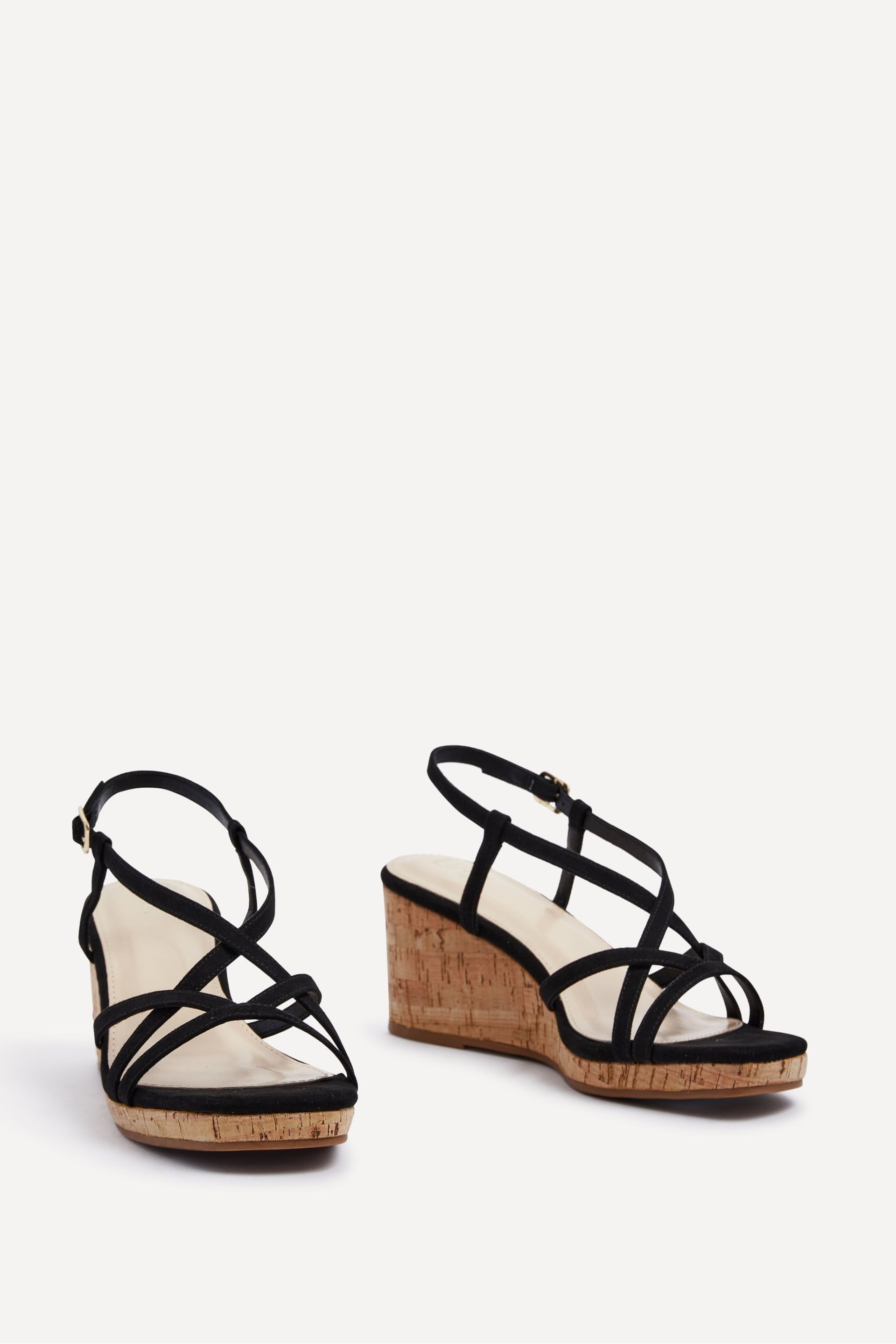 Linzi Black Safiya Strappy Wedge Sandals With Wrap Around Ankle Strap - Image 3 of 5