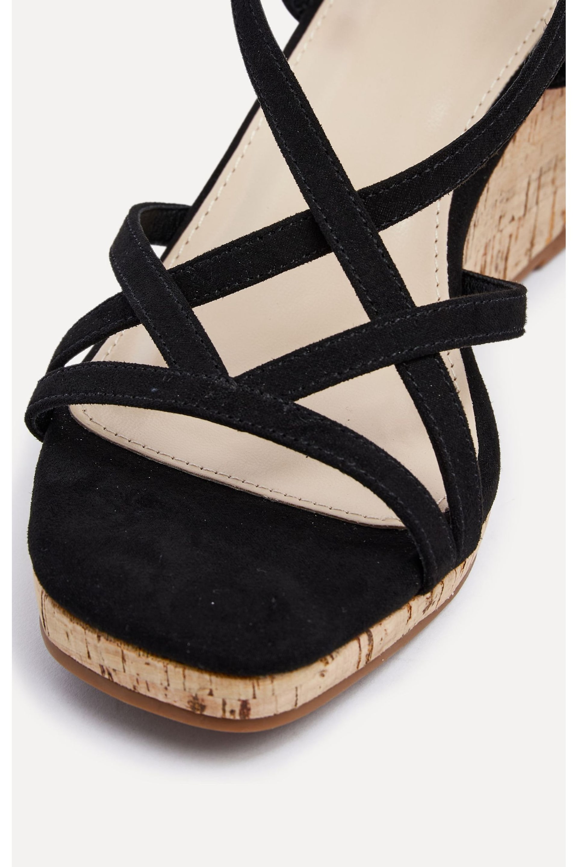 Linzi Black Safiya Strappy Wedge Sandals With Wrap Around Ankle Strap - Image 5 of 5