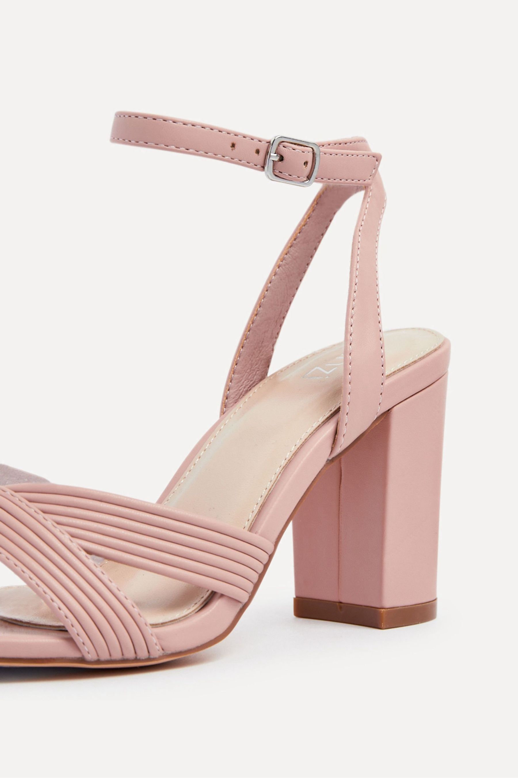 Buy Linzi Pink City Block Heeled Sandals With Ribbed Front Strap from the Next UK online shop