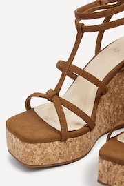 Linzi Brown Barbados Strappy Style Cork Wedges - Image 4 of 5