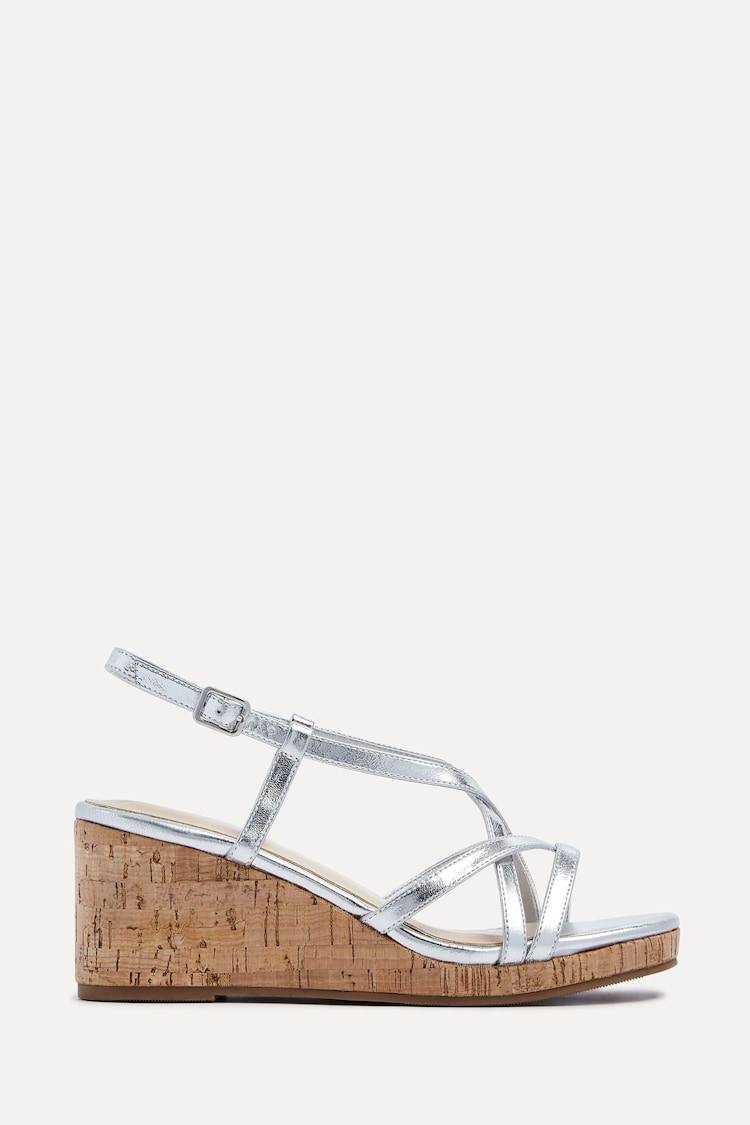 Linzi Silver Safiya Strappy Wedge Sandals With Wrap Around Ankle Strap - Image 2 of 5