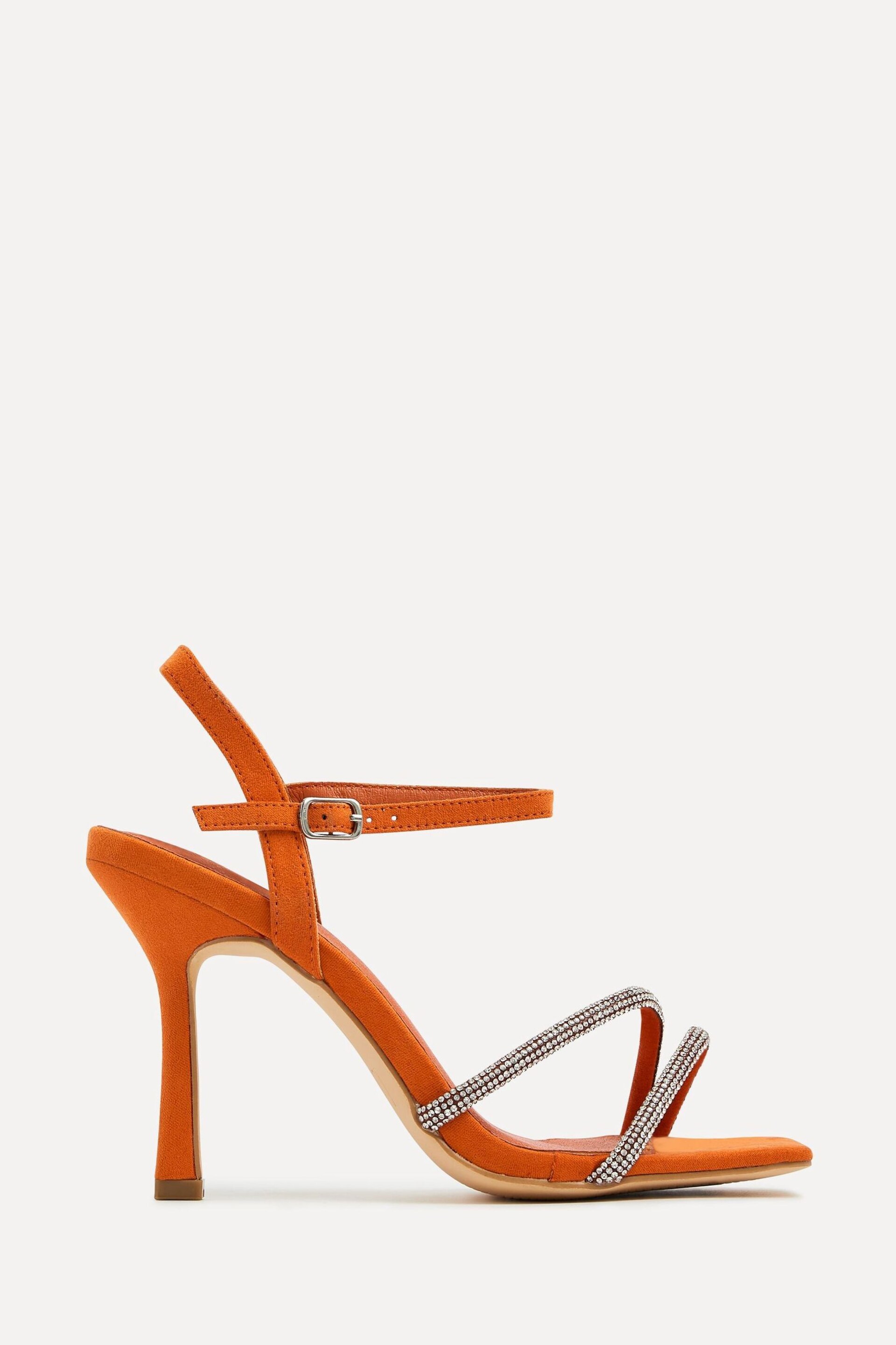Linzi Orange Mesmerized Diamanté Embellished Strappy Heels - Image 2 of 5