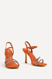 Linzi Orange Mesmerized Diamanté Embellished Strappy Heels - Image 3 of 5