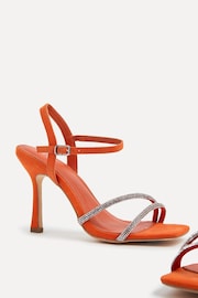 Linzi Orange Mesmerized Diamanté Embellished Strappy Heels - Image 4 of 5