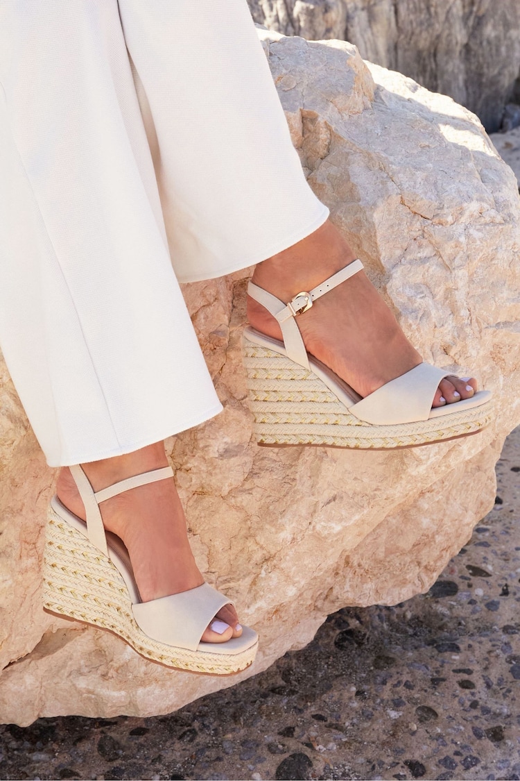 Linzi Nude Seraphina Wedges With Metallic Rope Detail - Image 1 of 5