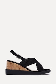 Linzi Black Delta Slingback Wedges With Cross-Over Front Strap - Image 2 of 5