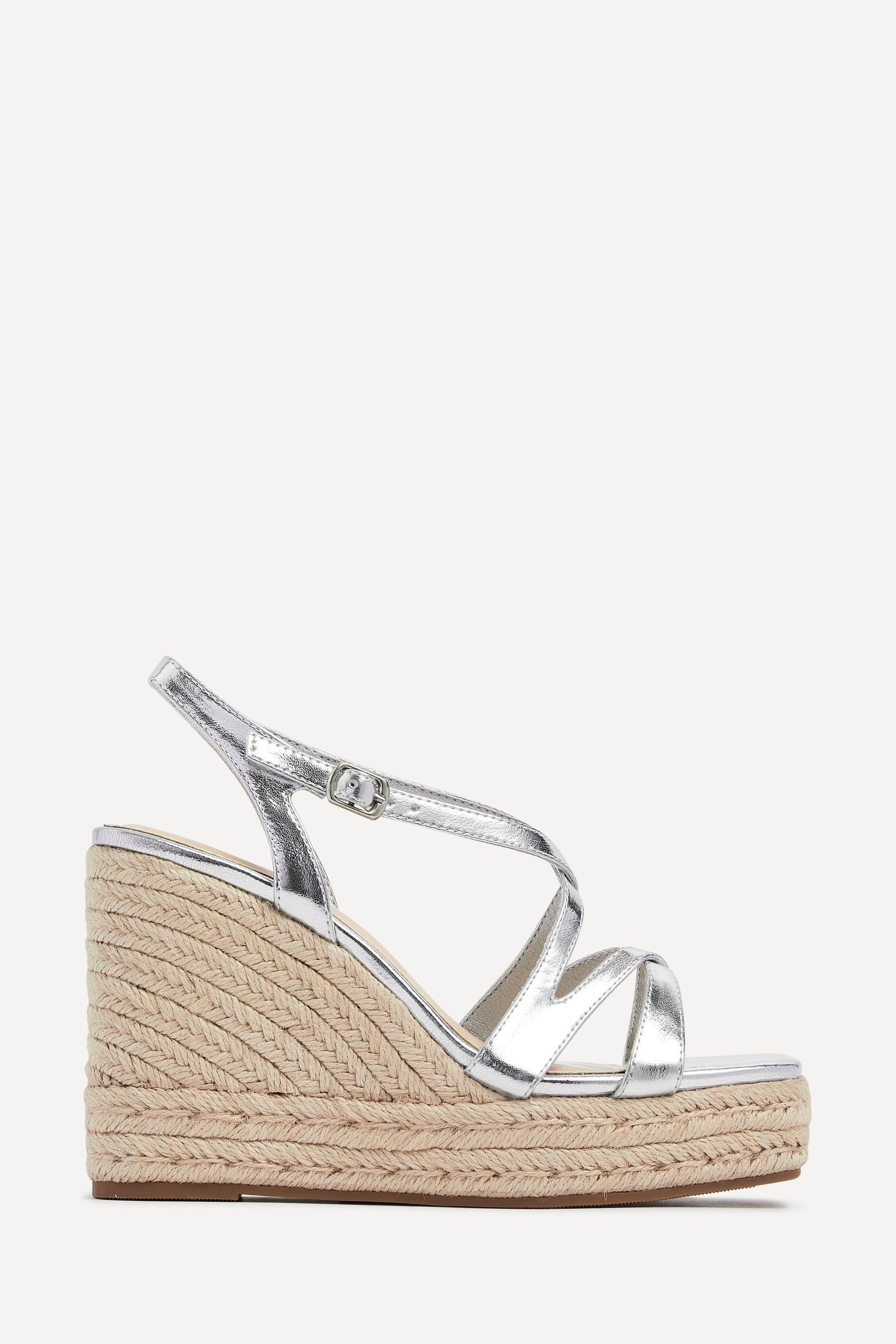 Silver strappy wedges discount