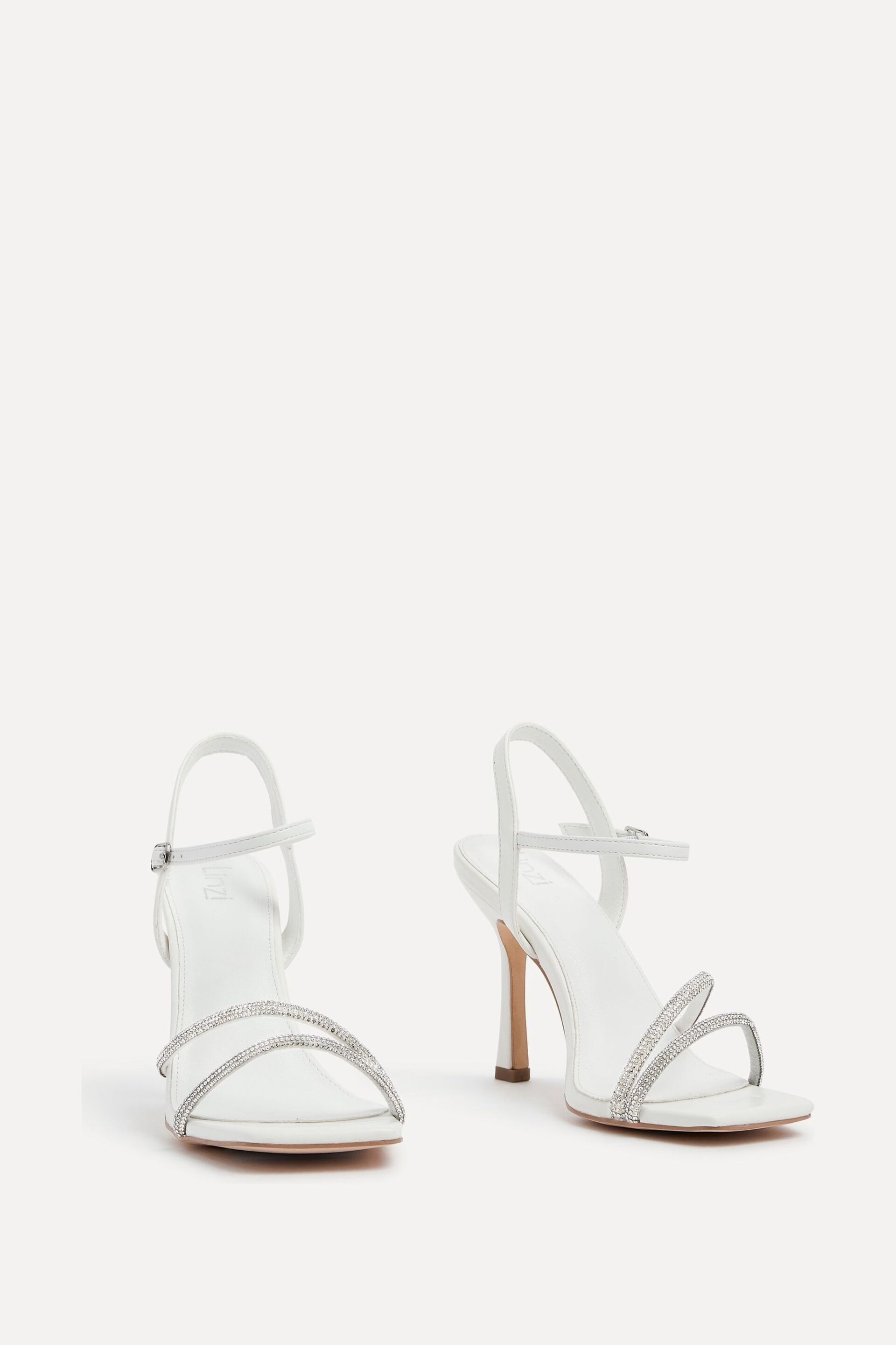 Linzi White Mesmerized Diamanté Embellished Strappy Heels - Image 3 of 5