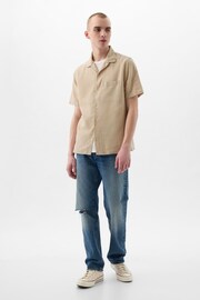 Gap Neutral Linen Cotton Short Sleeve Shirt - Image 3 of 4