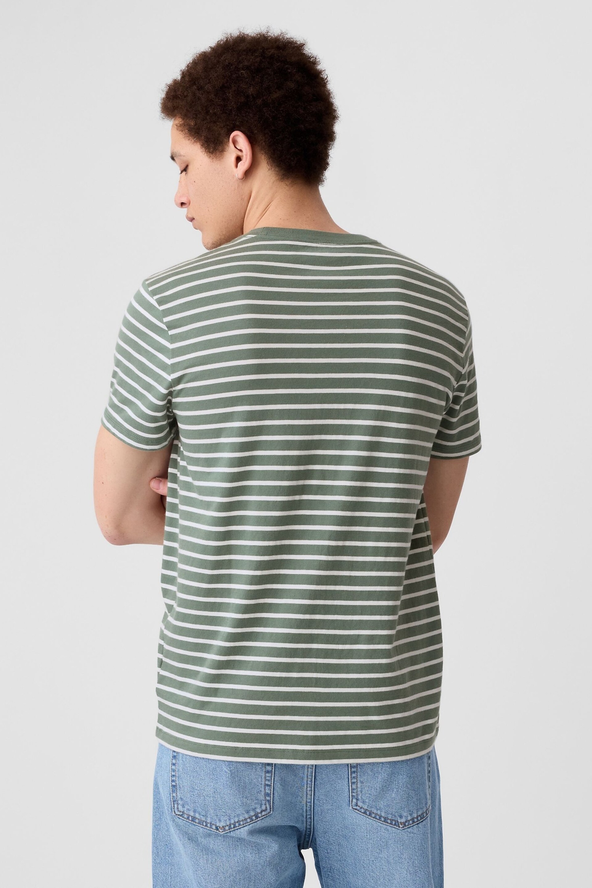 Gap Green Cotton Everyday Soft Stripe T-Shirt - Image 2 of 3