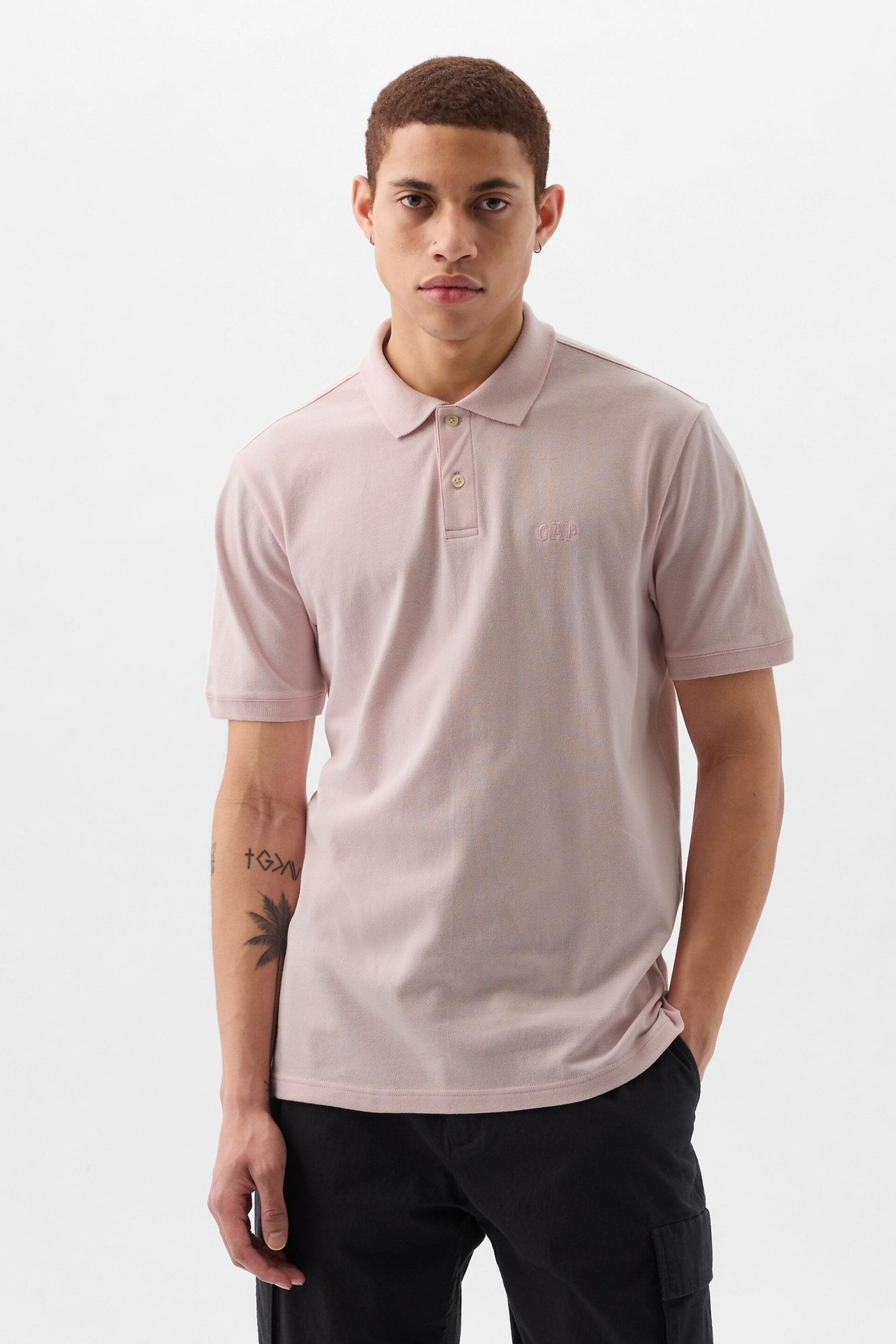 Gap Pink Logo Pique Short Sleeve Polo Shirt - Image 1 of 3