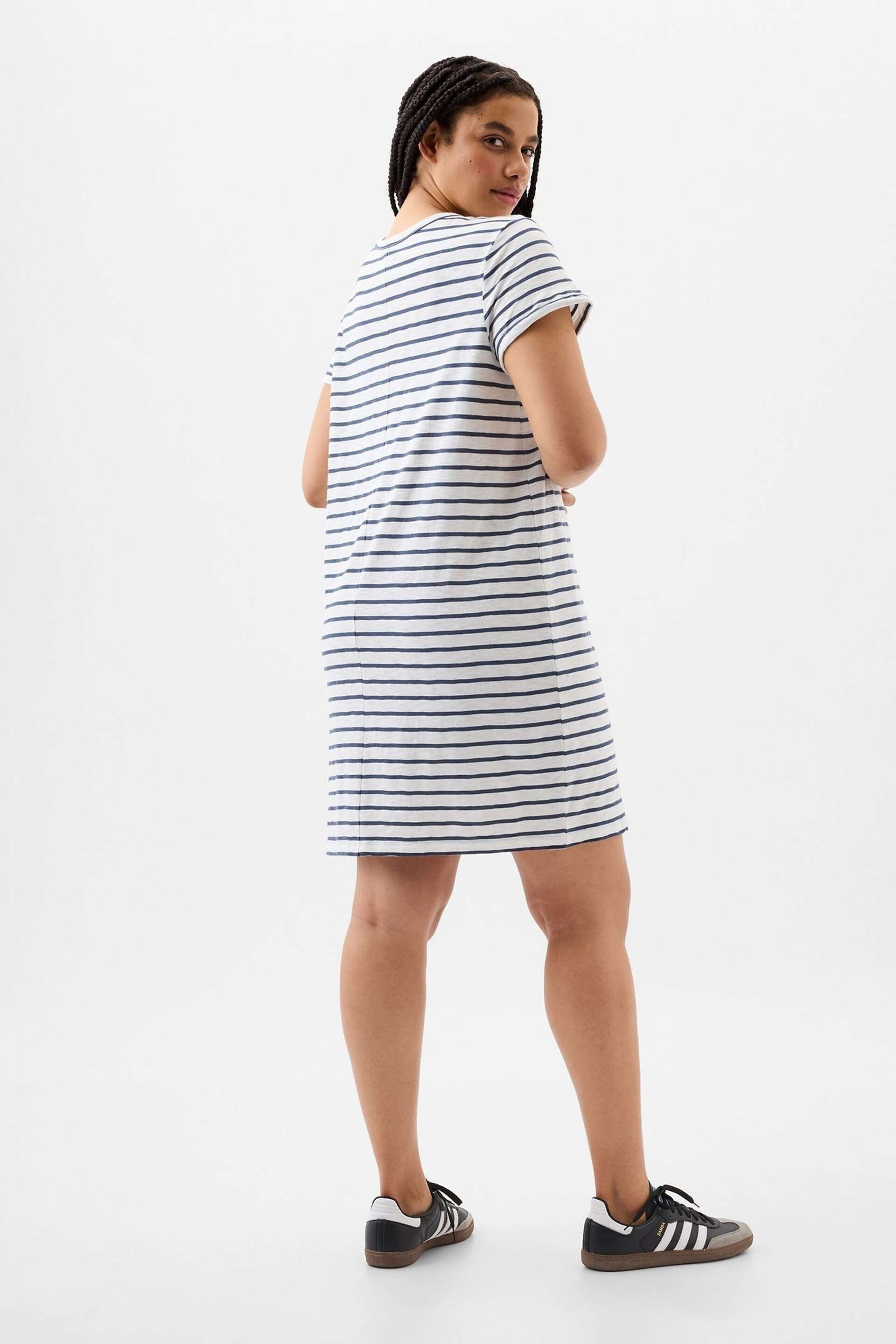 Gap White Crew Neck Short Sleeve Pocket T-Shirt Dress - Image 3 of 4