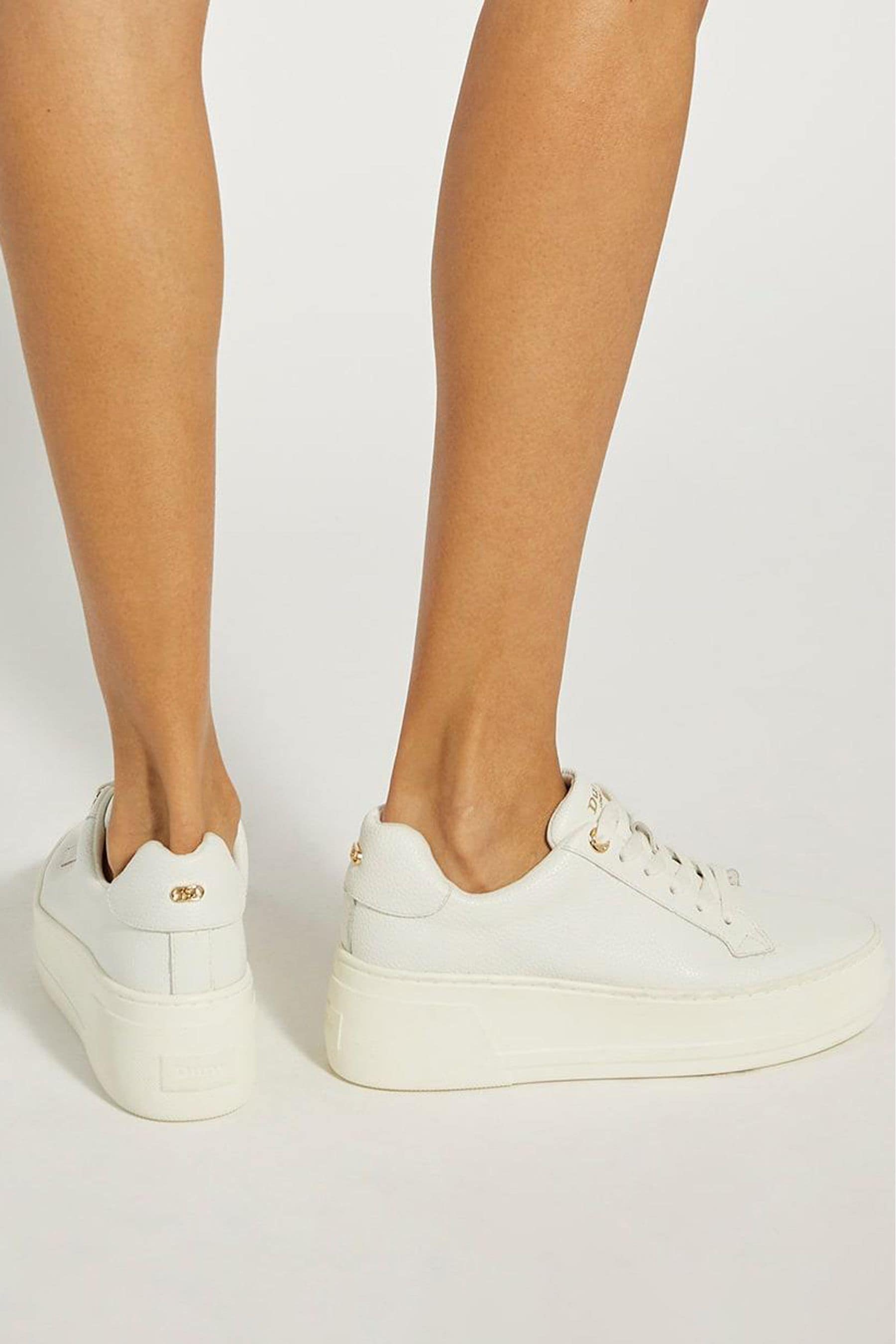 Dune London Dark White Episode Flatform Sole Trainers