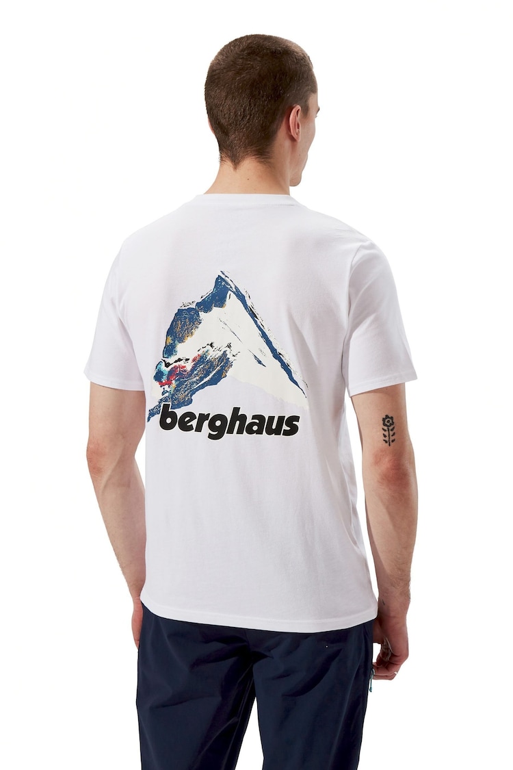 Berghaus White Mountain Art Short Sleeve 100% Cotton White T-Shirt - Image 2 of 5