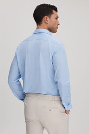 Reiss Soft Blue/White Fletcher Striped Cotton Blend Shirt - Image 5 of 6