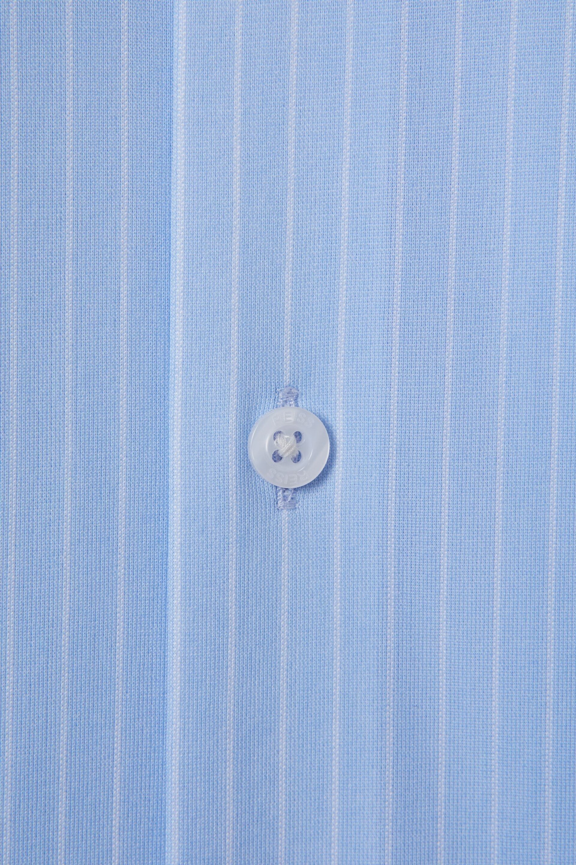 Reiss Soft Blue/White Fletcher Striped Cotton Blend Shirt - Image 6 of 6
