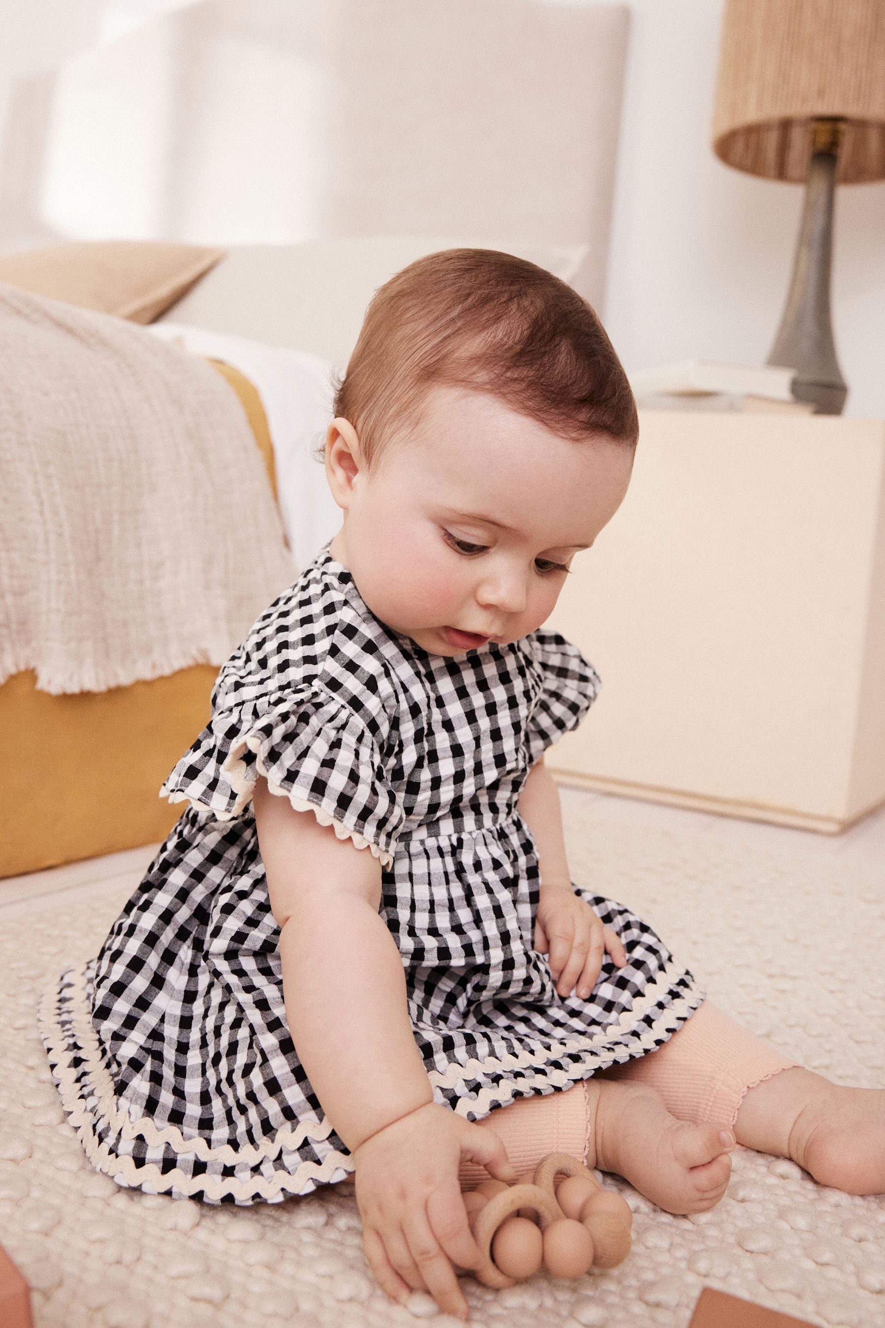 Buy Gingham noir blanc Ensemble robe bebe et legging from Next Luxembourg
