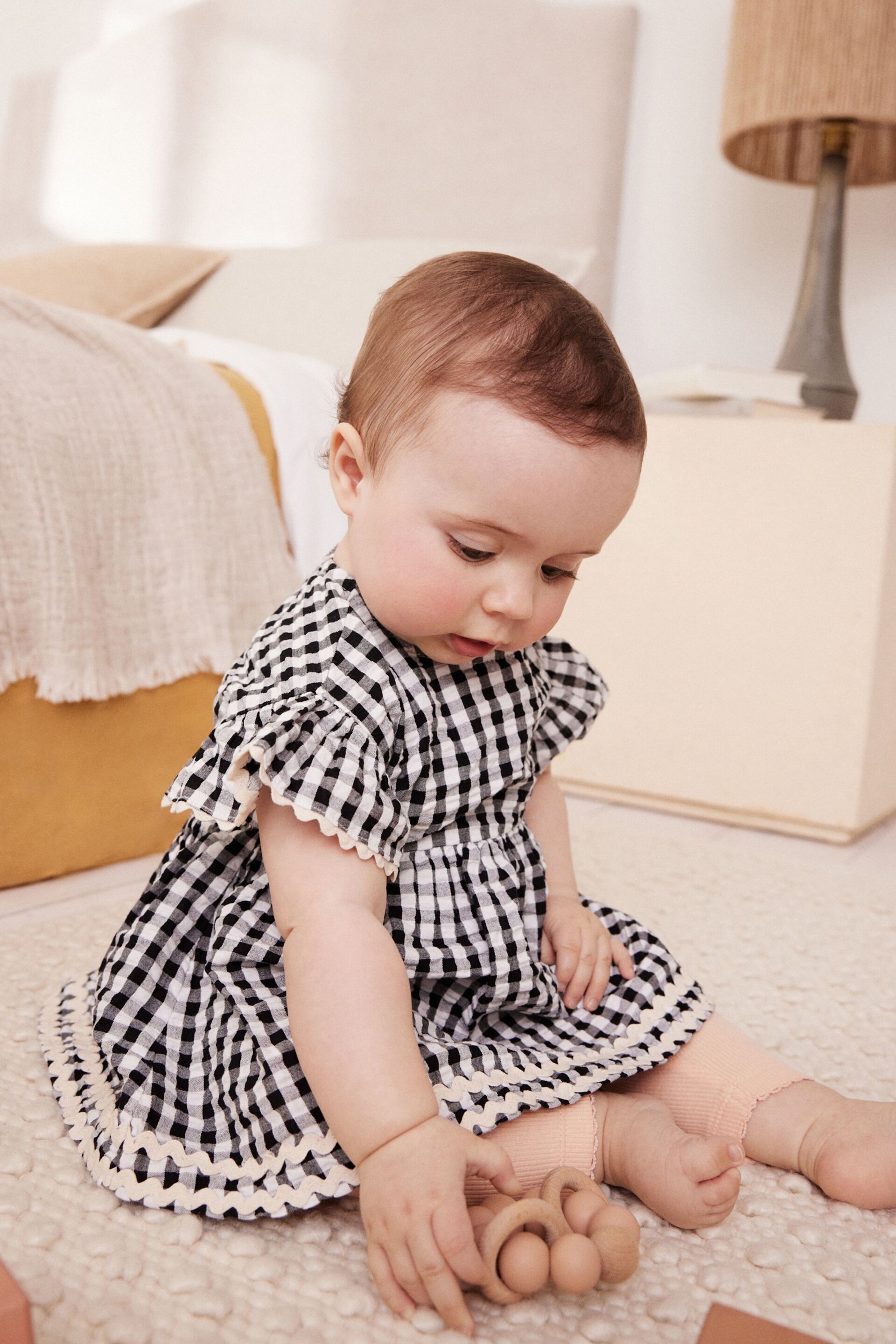 Black/White Gingham Baby Dress and Leggings Set - Image 2 of 11