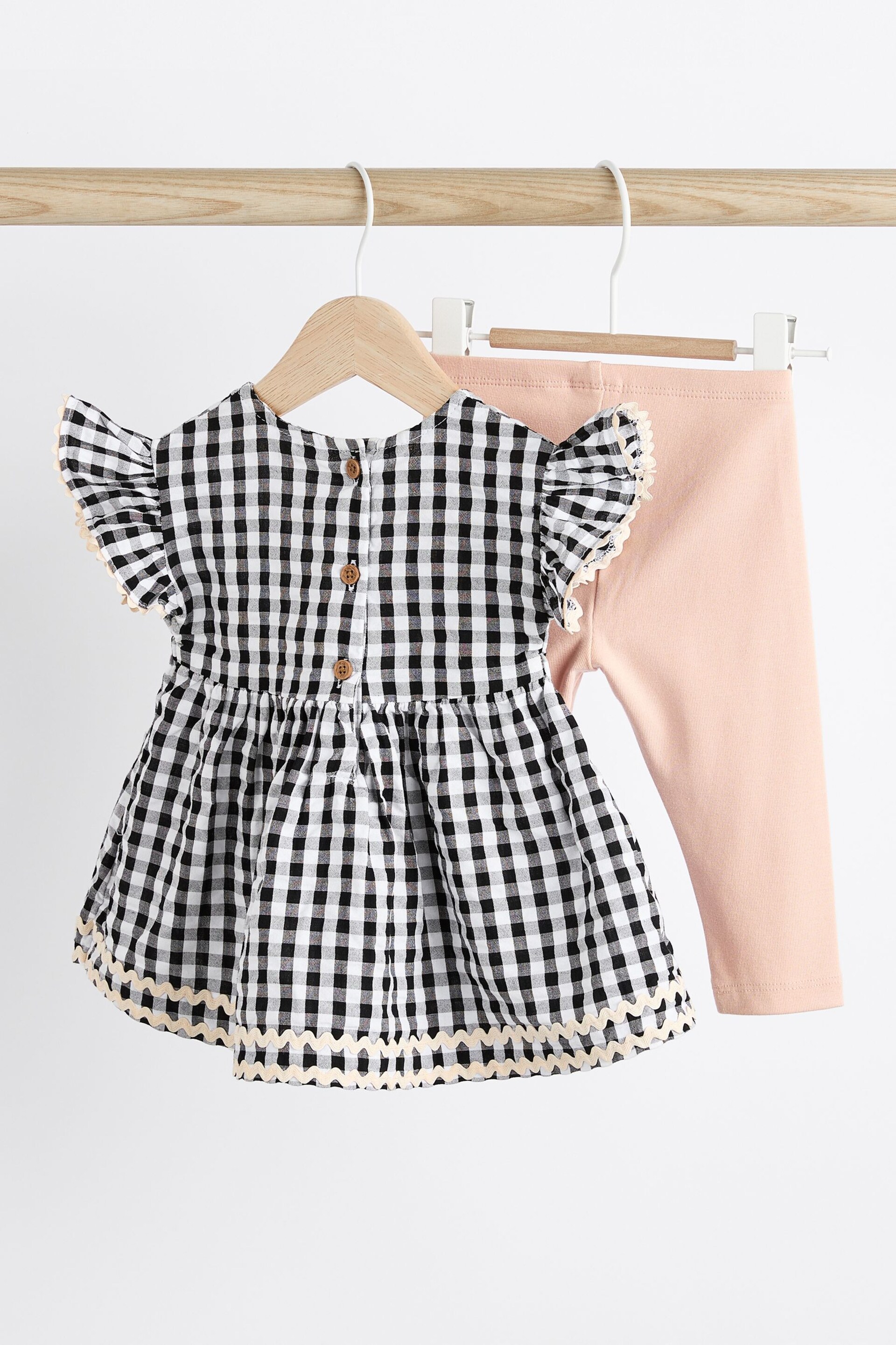 Black/White Gingham Baby Dress and Leggings Set - Image 4 of 11