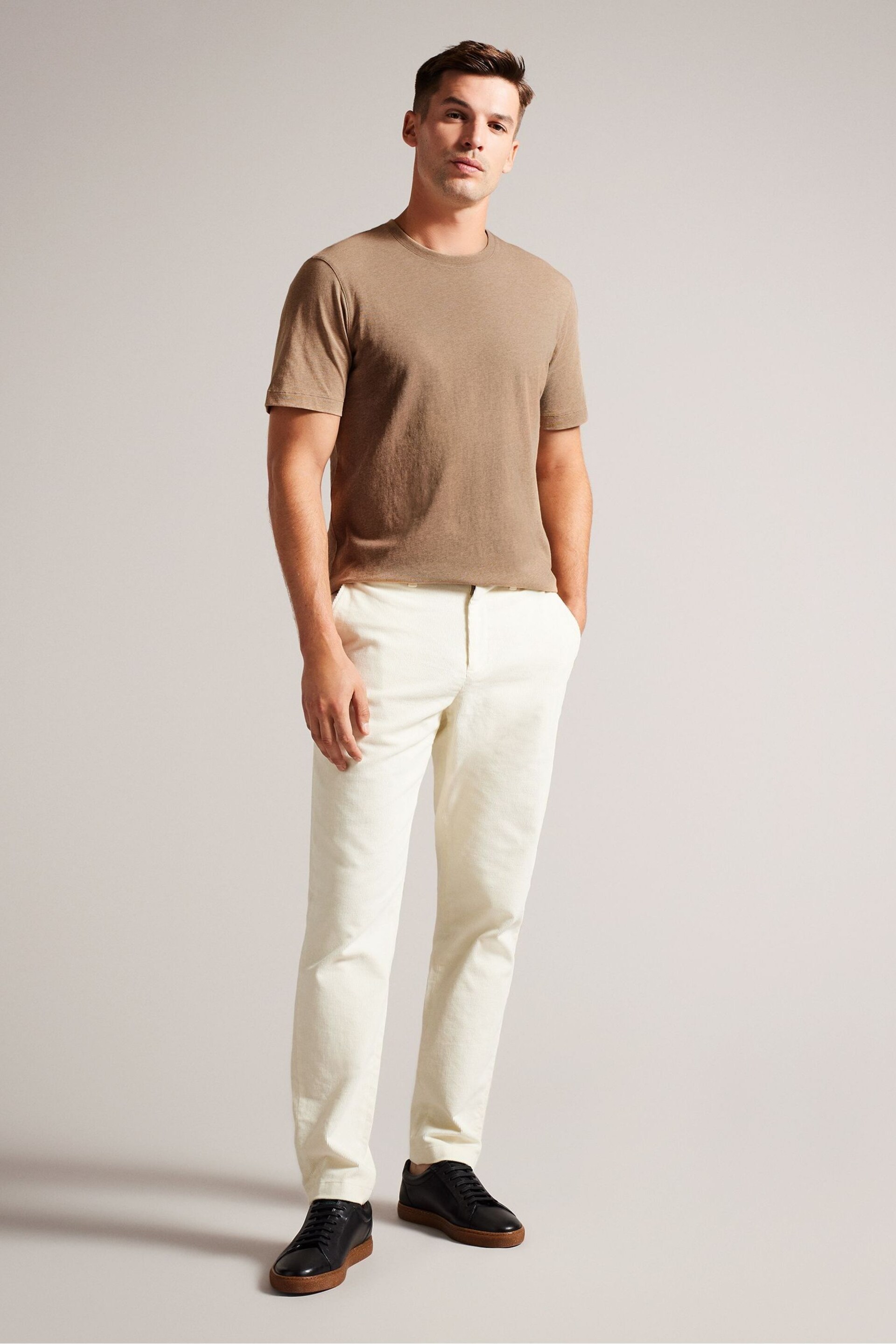 Ted Baker Brown Tywinn Regular Plain T-Shirt - Image 3 of 6