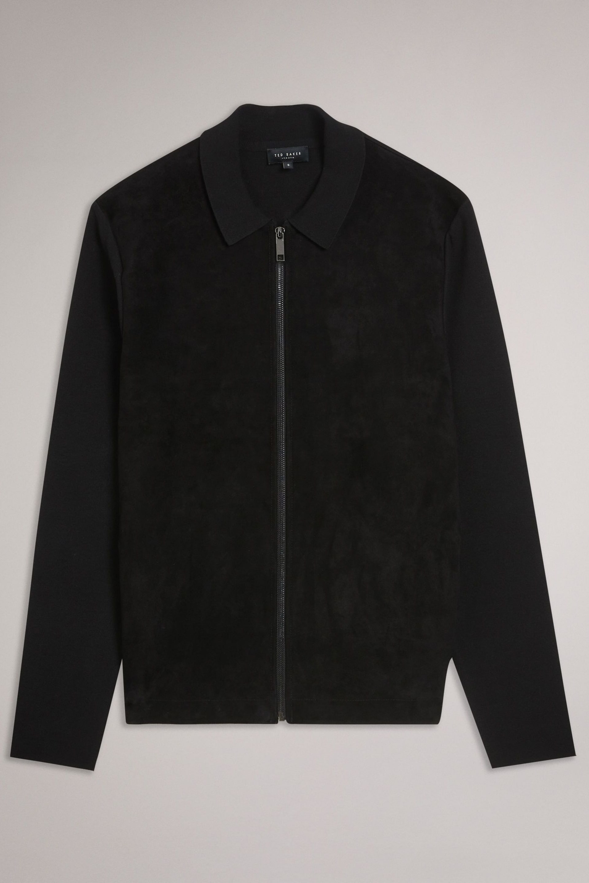 Ted Baker Black Long Sleeve Pieter Suede Front Zip Through Jacket - Image 5 of 7