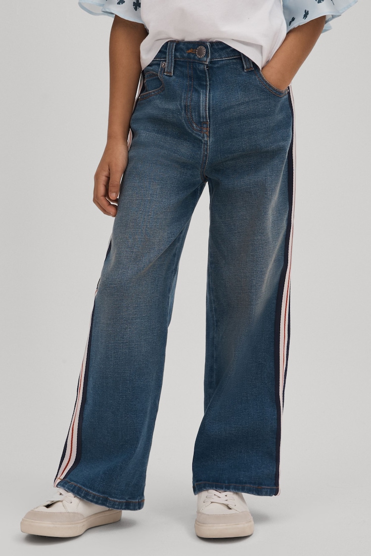 Reiss Blue Marie Teen Side Stripe Straight Leg Jeans - Image 2 of 6