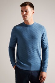Ted Baker Dark Blue Loung Long Sleeve T Stitch Crew Neck T-Shirt - Image 2 of 7