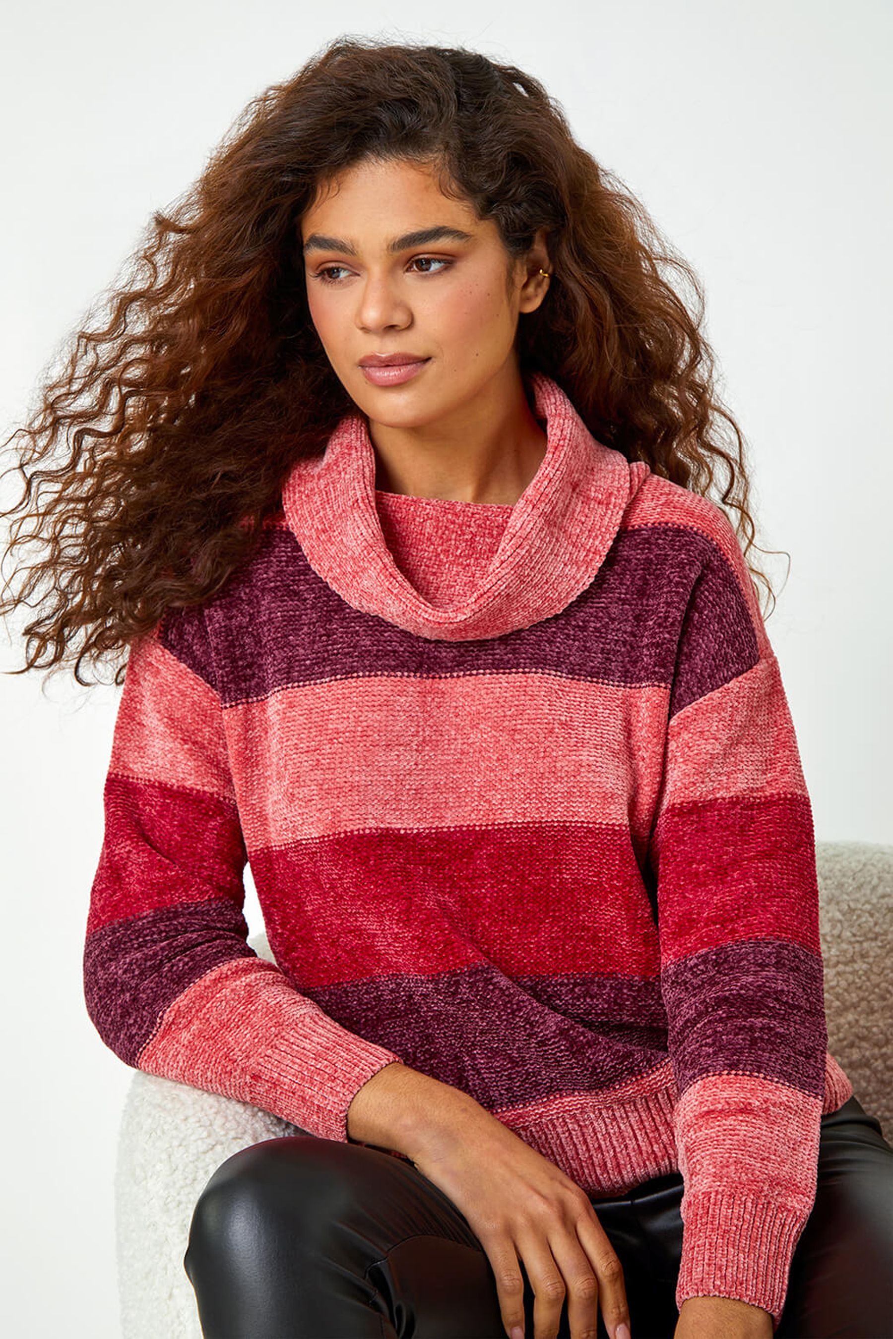 Buy Roman Red Chenille Colour Block Roll Neck Jumper from the Next UK online shop