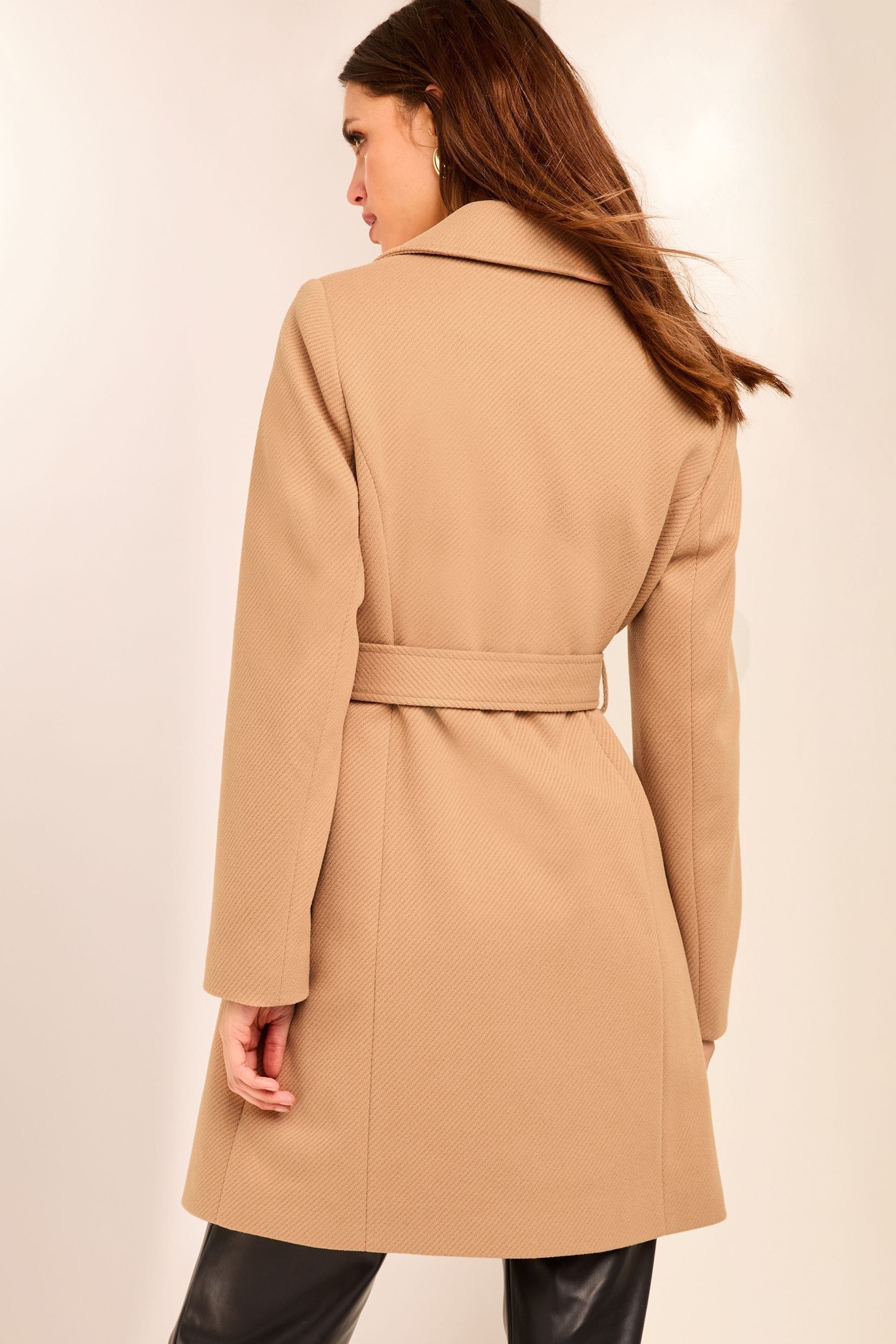 Petite camel coat wrap deals