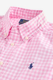 Polo Ralph Lauren Boys Pink Striped Cotton Poplin Shirt - Image 3 of 4