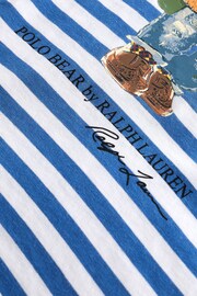 Polo Ralph Lauren Boys Blue Striped Polo Bear Cotton Jersey T-Shirt - Image 4 of 4