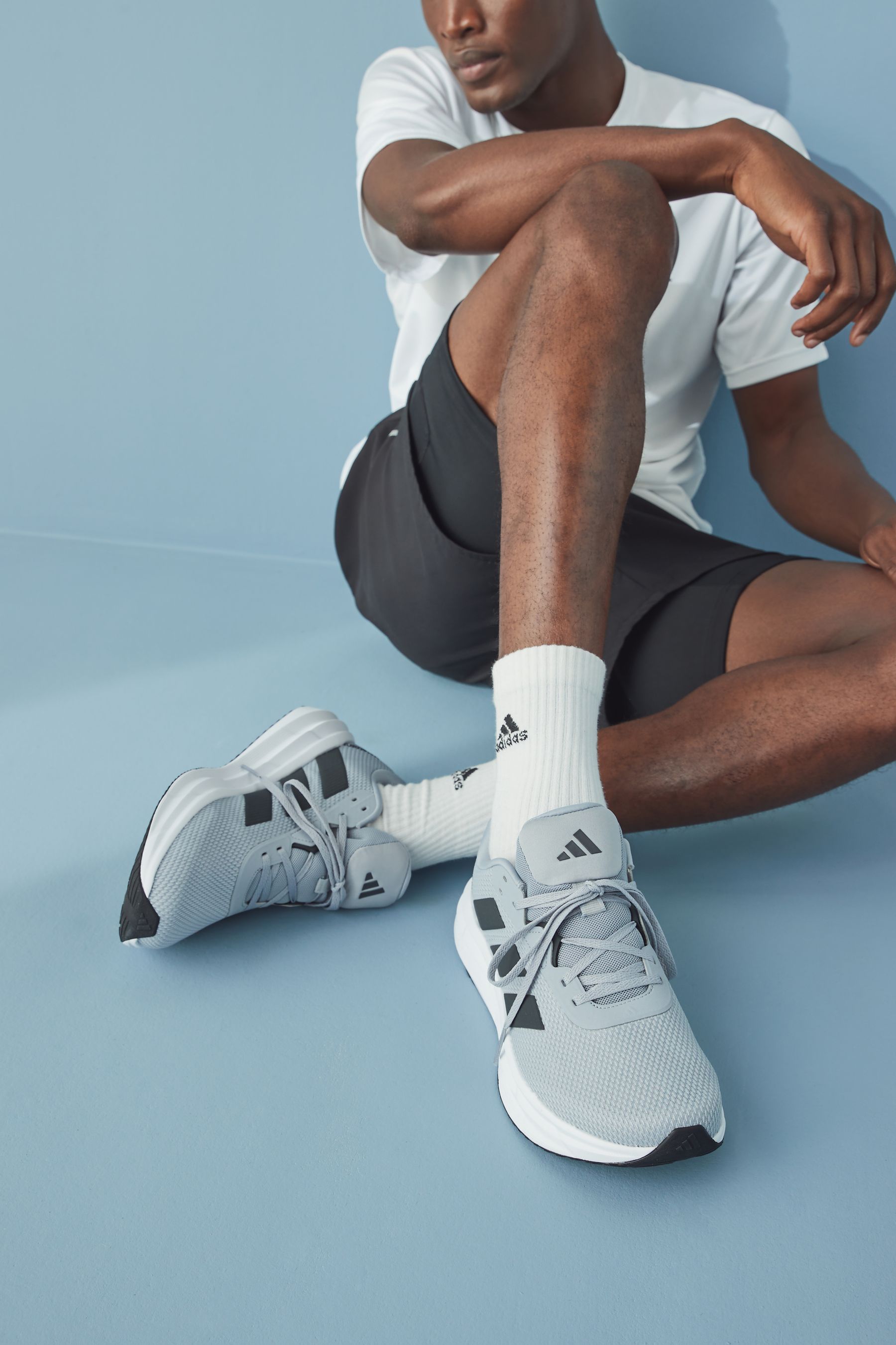 Grey adidas running shoes sale