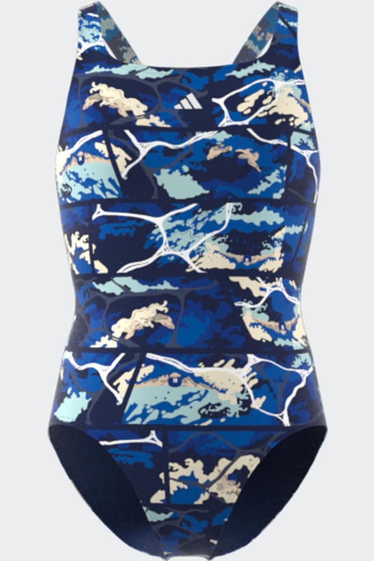 adidas Blue Junior Swimsuit - Image 1 of 3