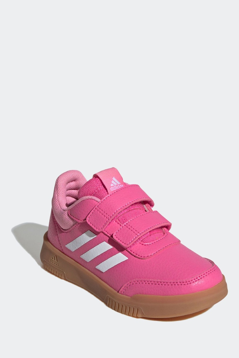 adidas Pink/Tan Tensaur Hook and Loop Shoes - Image 3 of 8