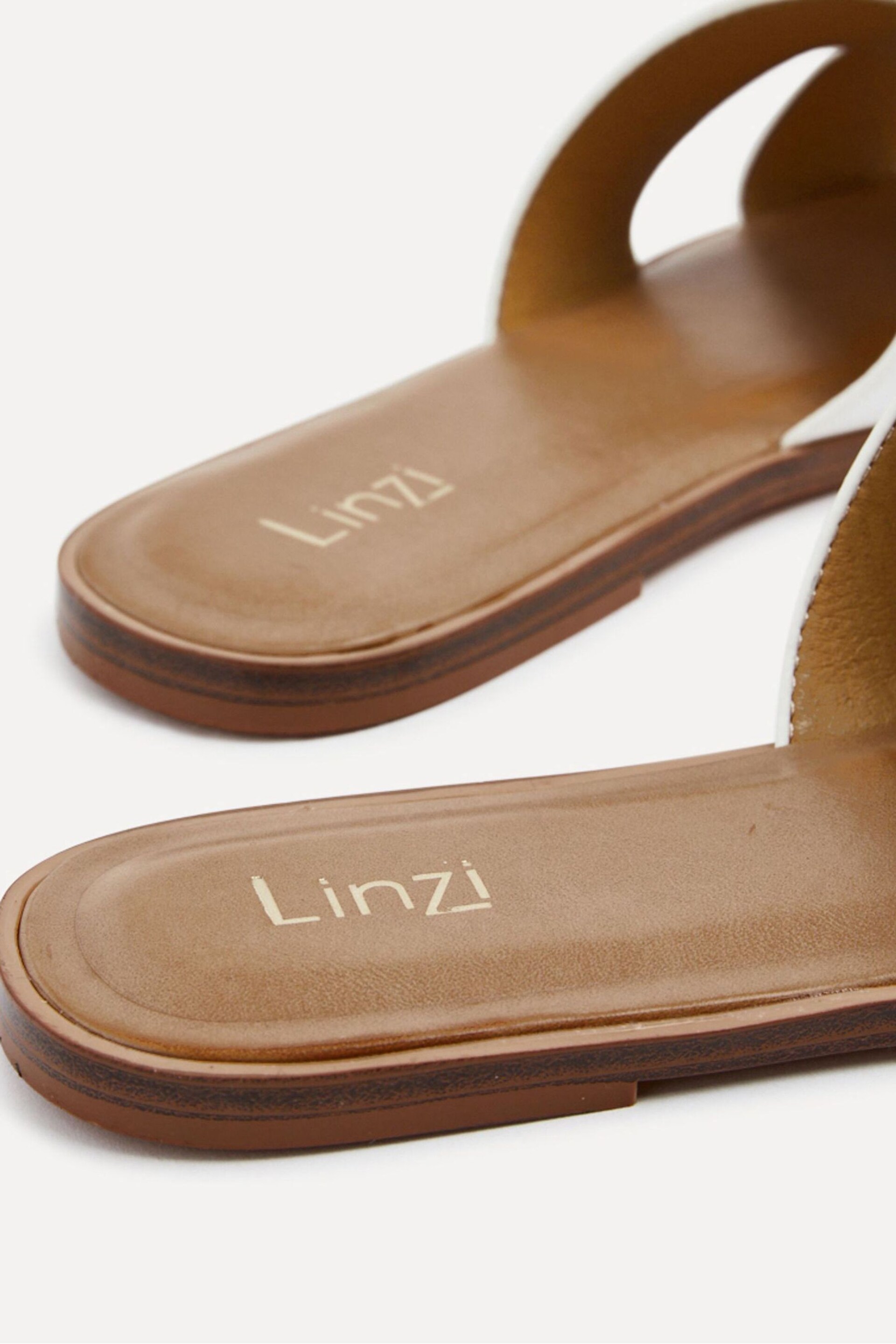 Linzi White Petra Flat Sliders With Open Loop Detailing - Image 4 of 5
