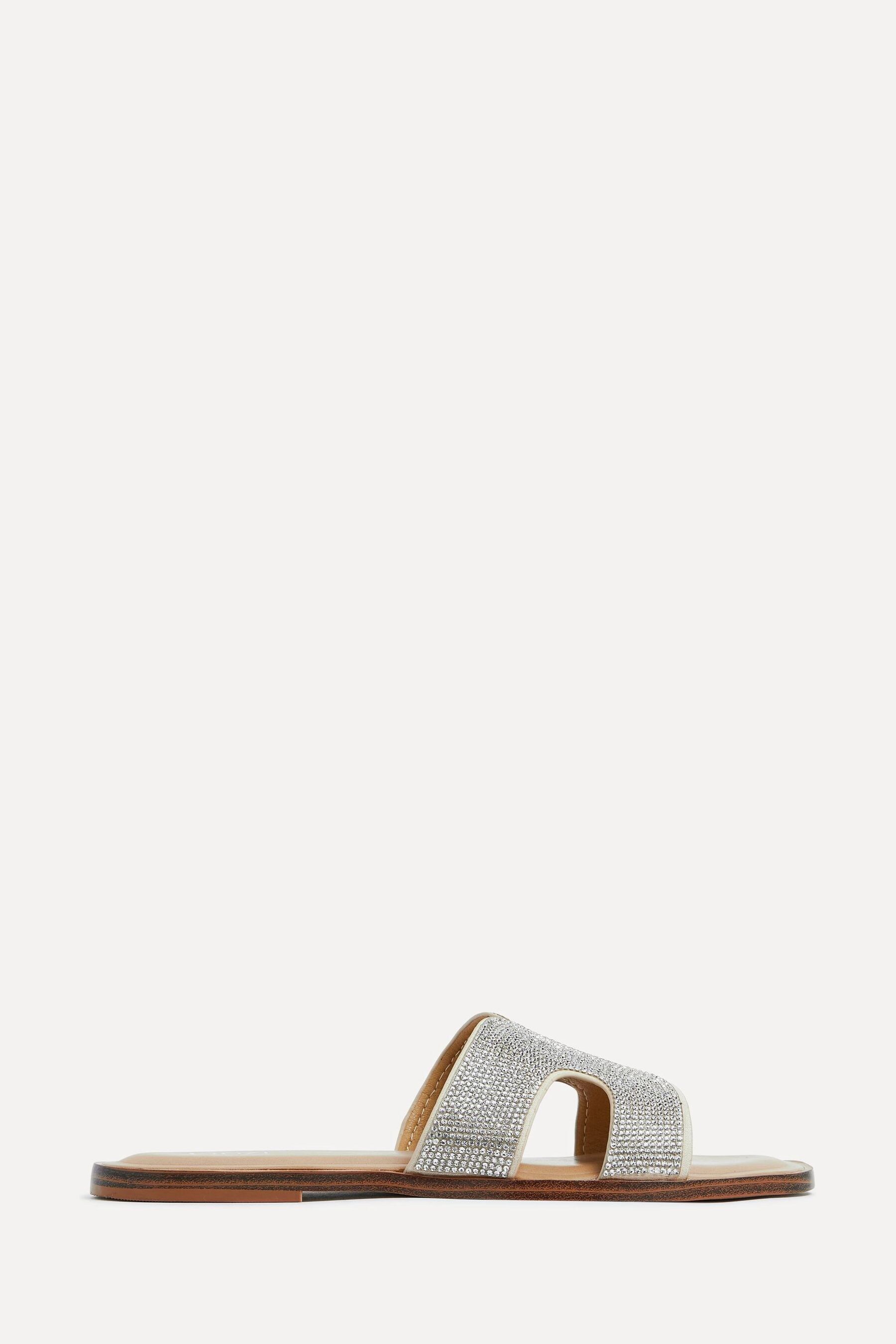 Linzi White Green Tan Embellished Flat Becca Diamante Sandals