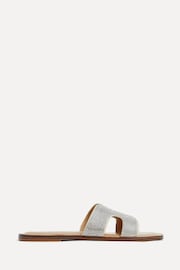 Linzi Silver Becca Diamante Embellished Flat Sandals - Image 3 of 6