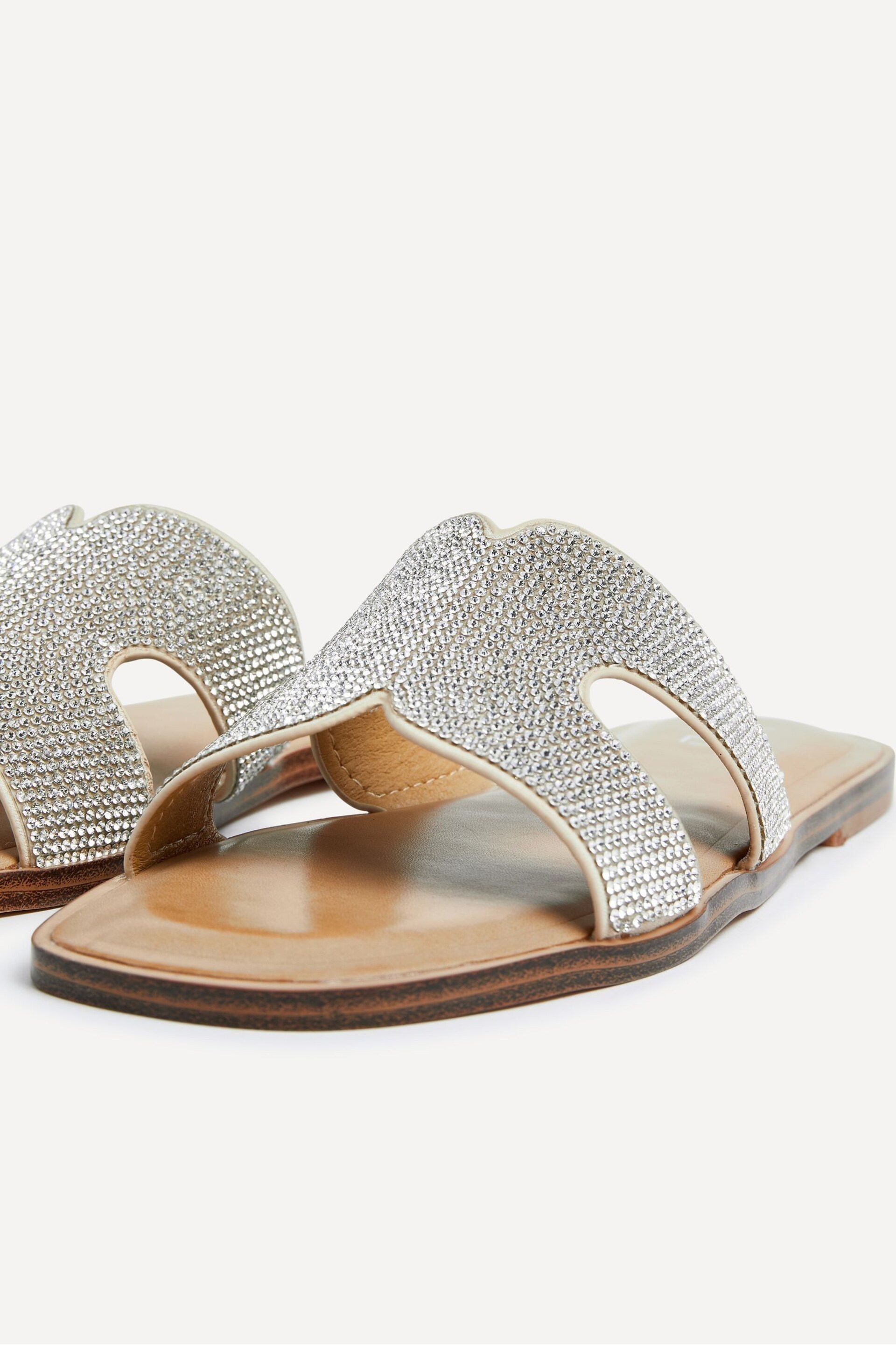 Linzi Silver Becca Diamante Embellished Flat Sandals - Image 5 of 6
