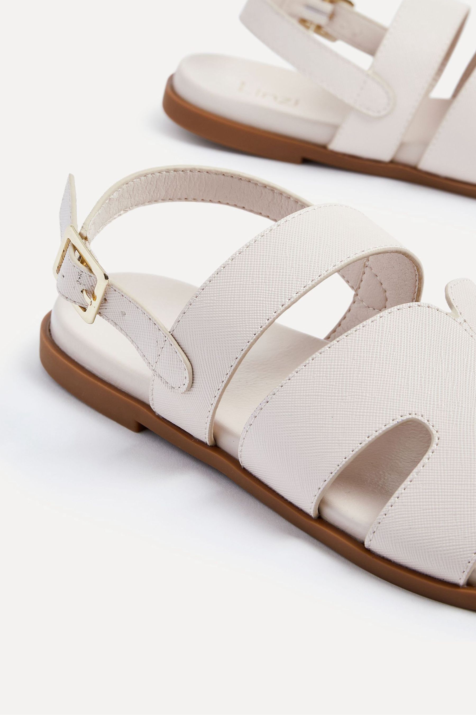 Buy Linzi White Island Flat Sandals With Velcro Strap from Next Luxembourg