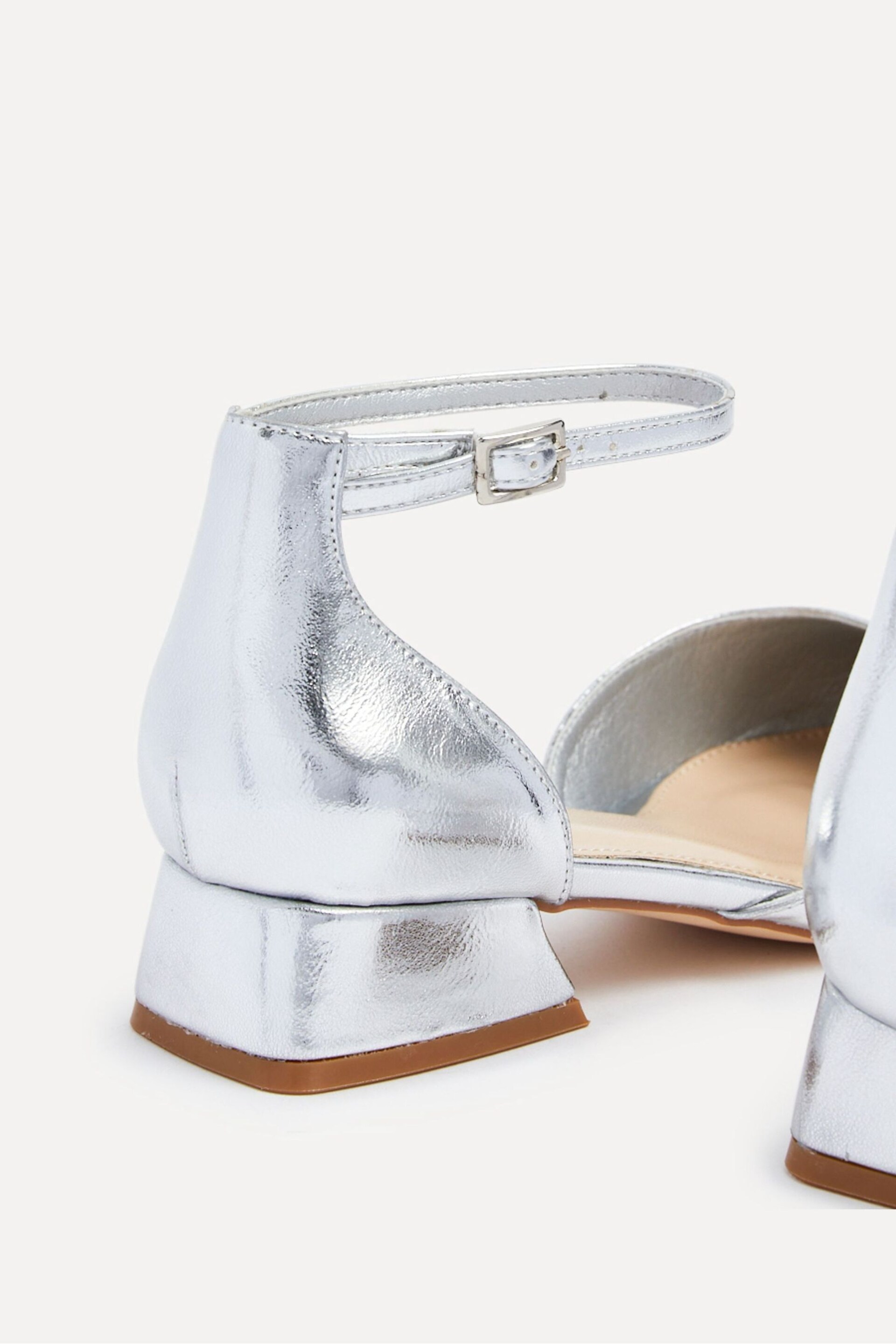 Linzi Silver Dolly Wide Fit Low Block Court Heels - Image 6 of 6
