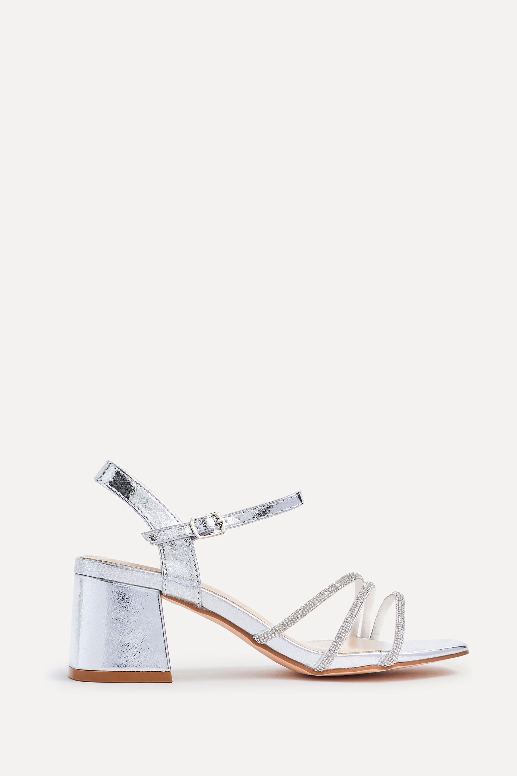 Silver embellished heeled sandals on sale