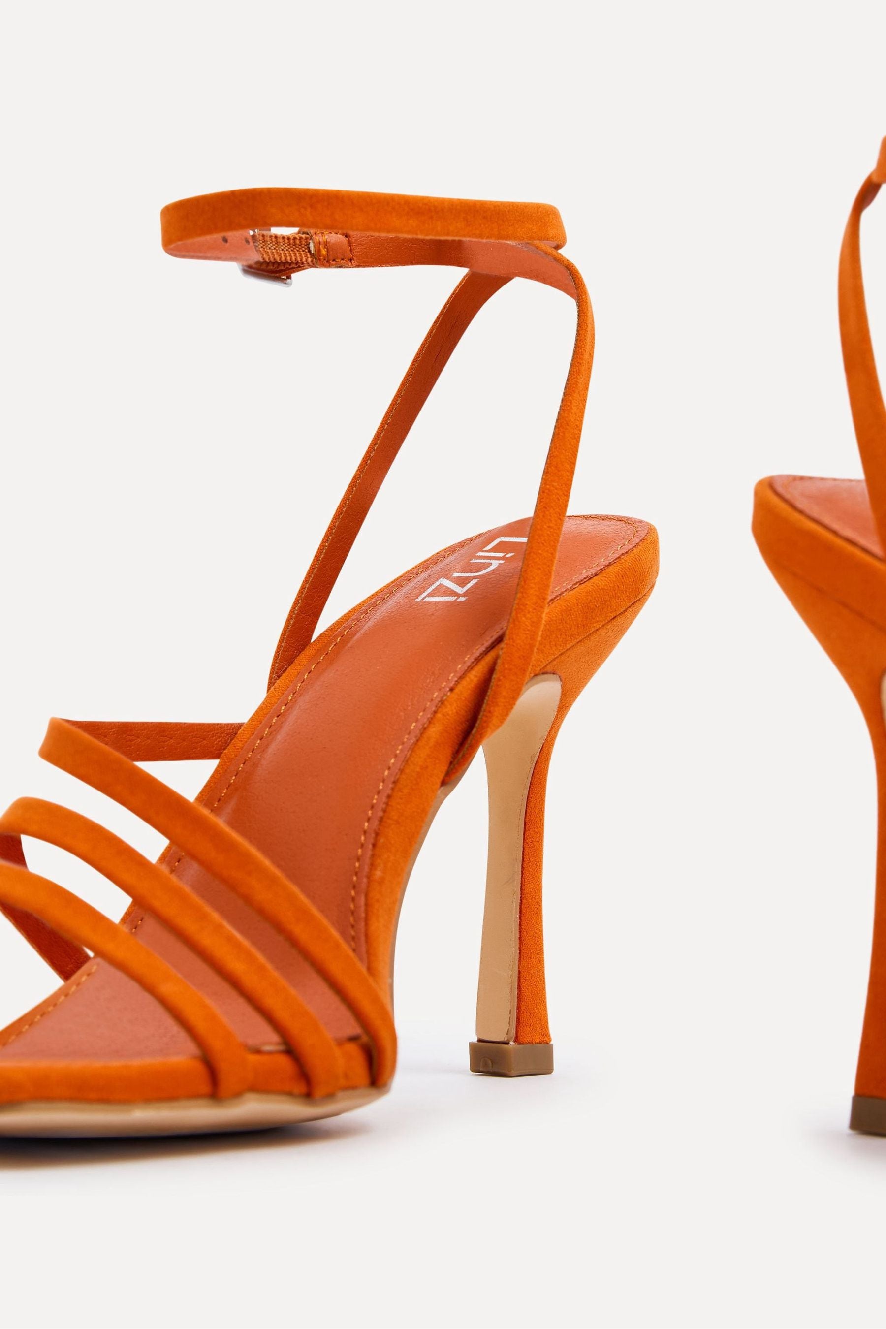 Linzi Orange Scarlett Strappy Heel Sandals With Ankle Strap