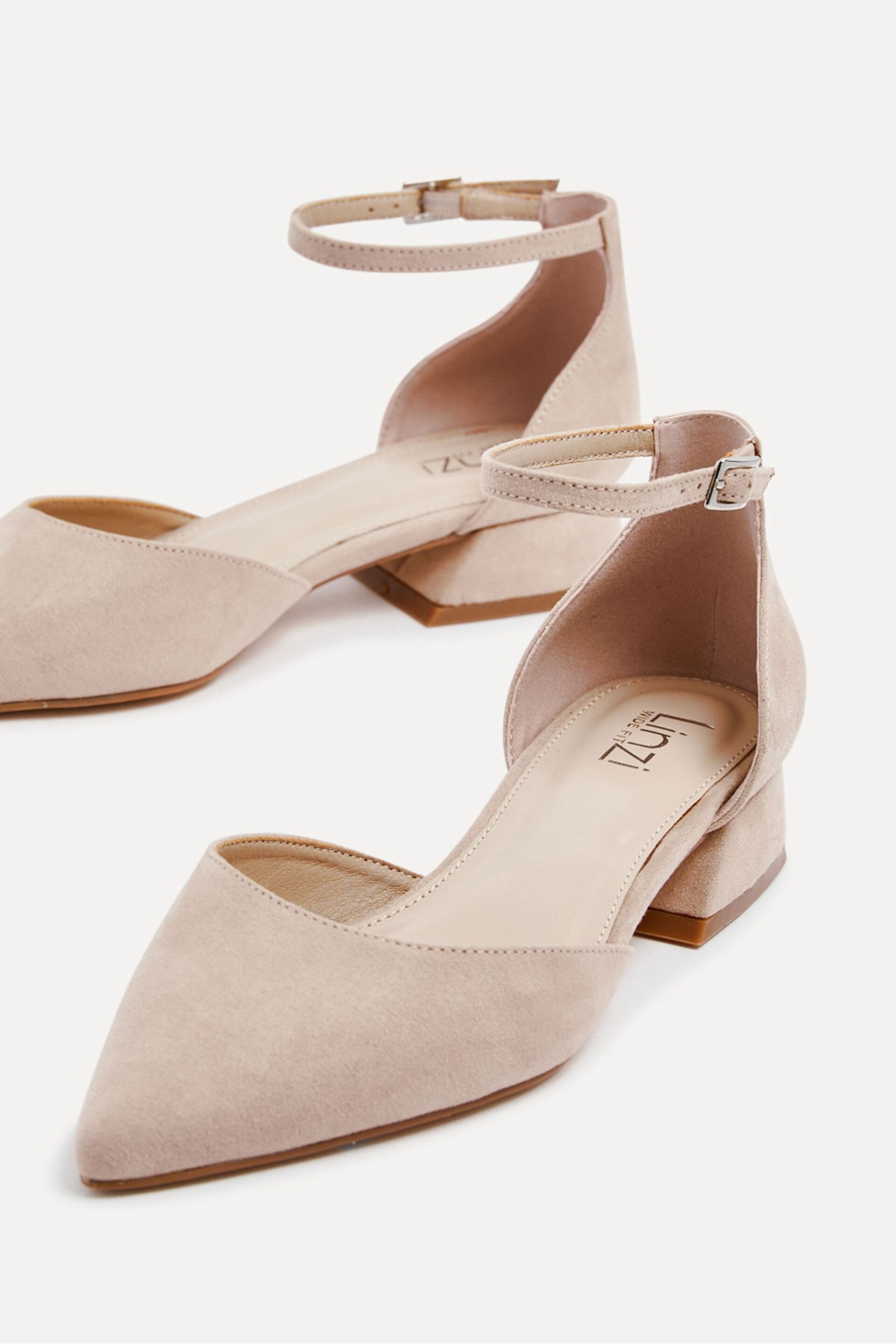 Linzi Nude Dolly Wide Fit Low Block Court Heels - Image 5 of 5