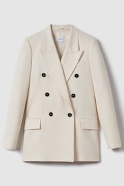 Reiss White Bronte Textured Double Breasted Blazer - Image 2 of 6