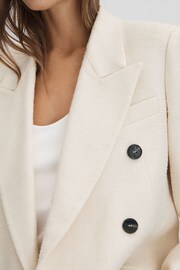Reiss White Bronte Textured Double Breasted Blazer - Image 4 of 6