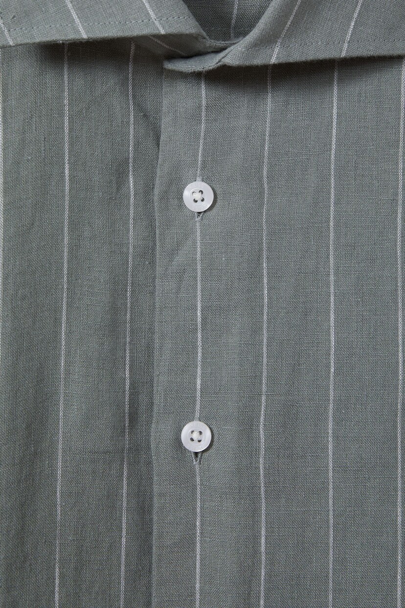 Reiss Sage Stripe Ruban Linen Button-Through Shirt - Image 7 of 7