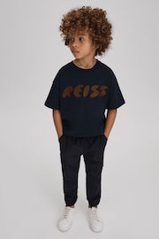 Reiss Navy Sands Teen Cotton Crew Neck Motif T-Shirt - Image 3 of 4